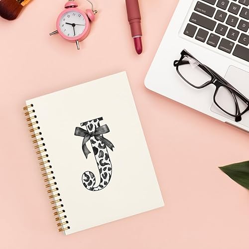 Miniatura 128 de Bnwepo Initial Leopard Letter T Notebook Journal, Preppy Bow Monogrammed Monogram Gifts for Women, Monogram Notebook Journal, Personalized Notebook