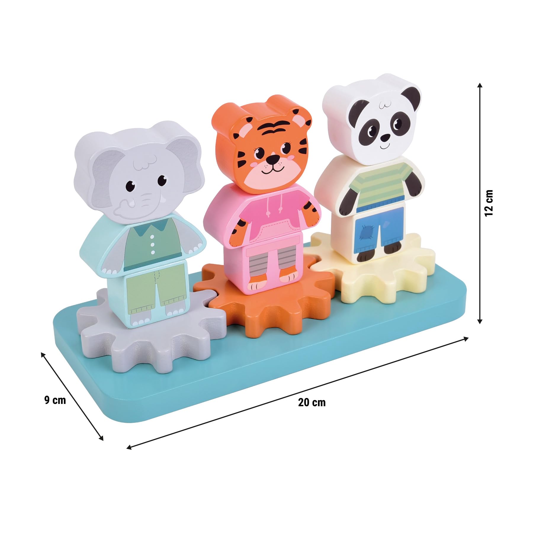 Small Foot Juego De Apilamiento Con Engranajes "Jungle Friends" – Juguete De Madera FSC® 100% Para Motricidad Infantil, A Partir De 12 Meses (12762)