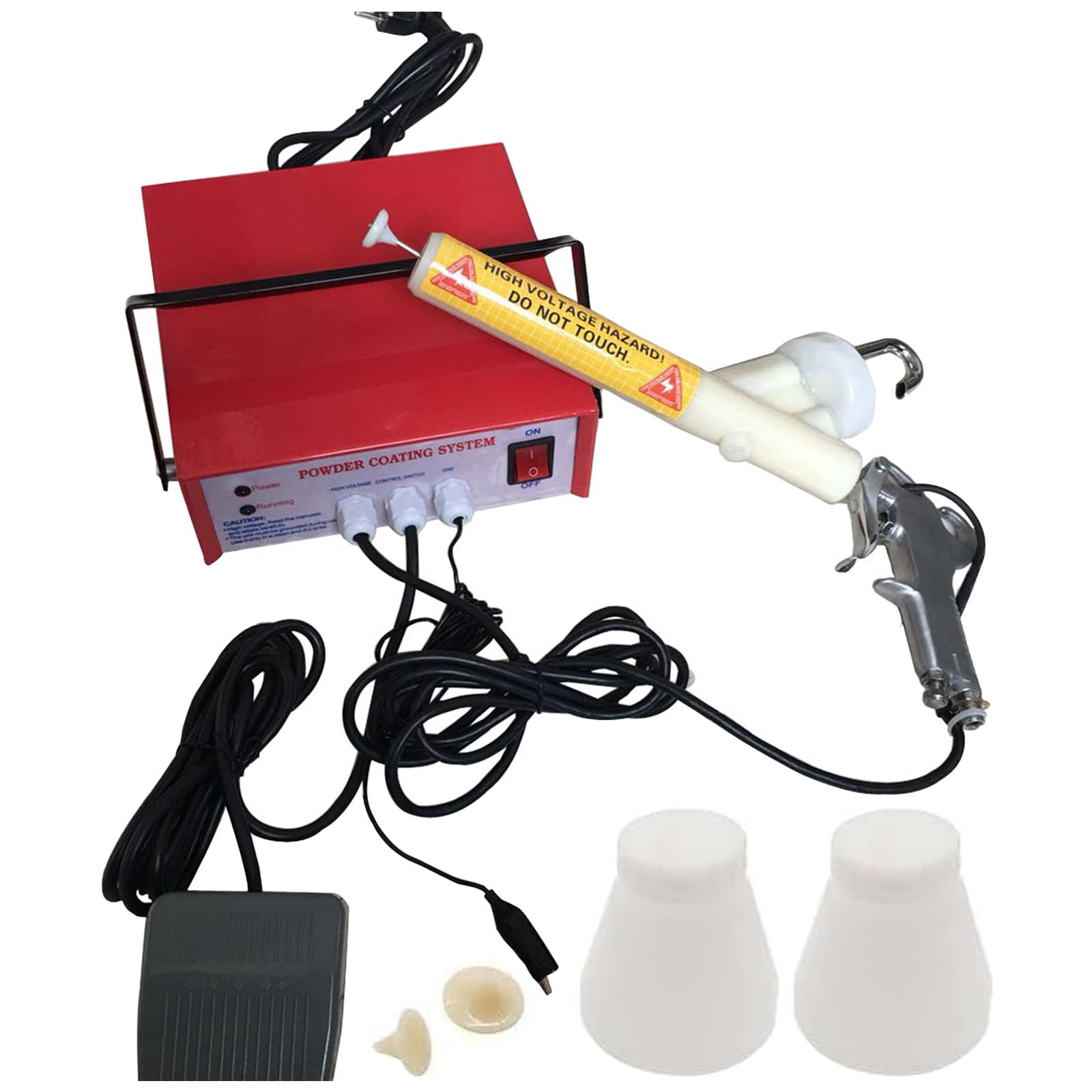 CLEASEBILY Powder Coating System Kits,Powder Coating Gun,Portable Manual Spray Gun Electrostatic Powder Coating Gun System,With W/Foot Switch Spraying Gun,Durable Adjustable