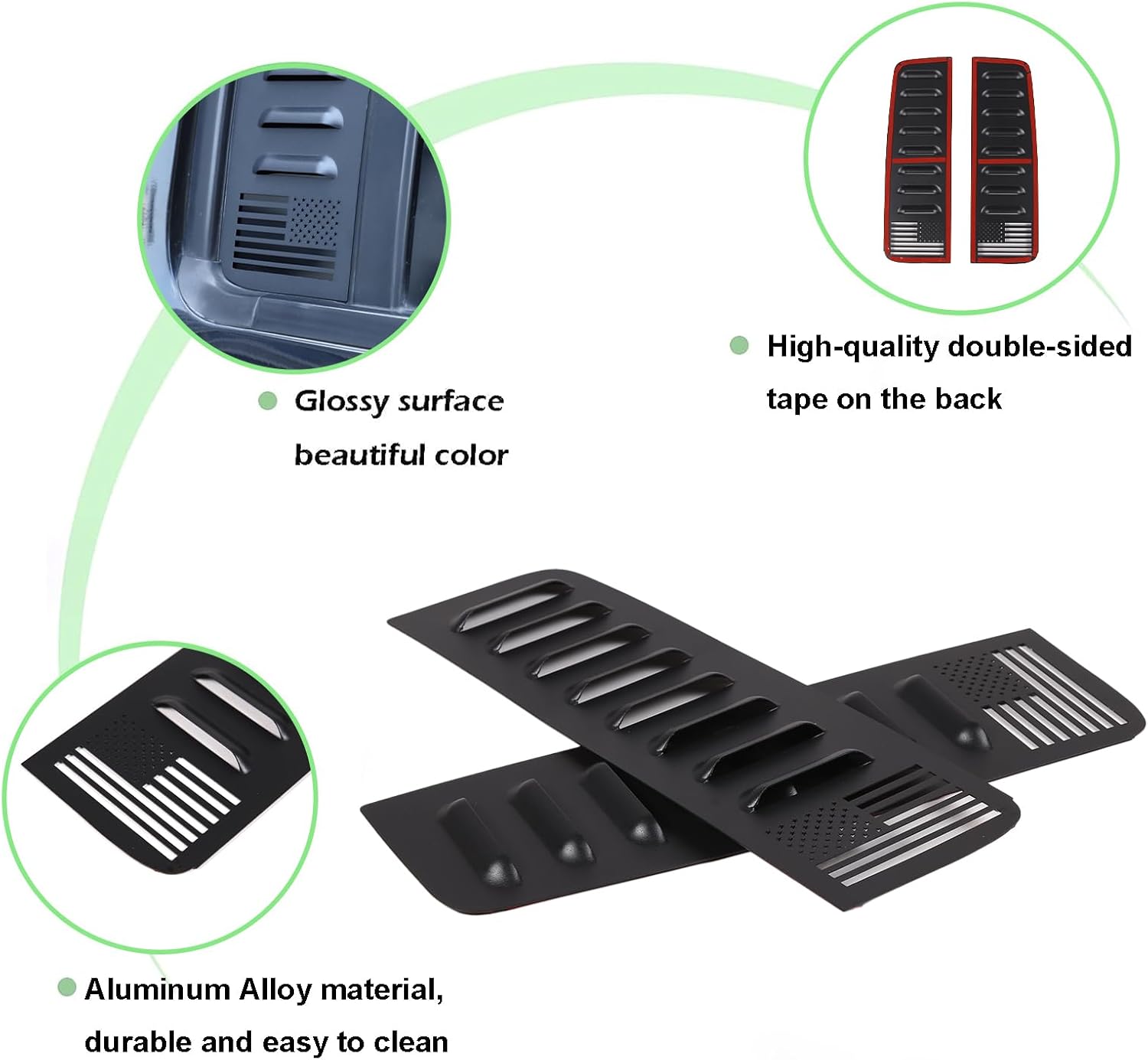 PIUGILH Car Rear Triangle Glass Decor Cover Compatible with Hummer H3 2005-2009, Aluminum Alloy Rear Door Window Decals Panel Cover, Black, 2PCS