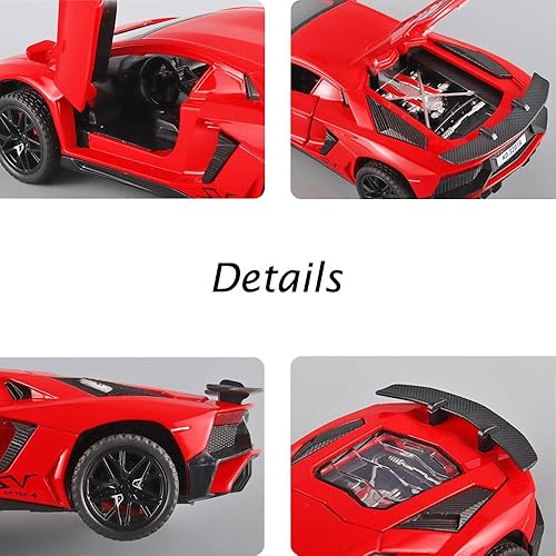 Miniatura 4 de Vehículos de juguete modelo Red Aventador Pull Back Diecast con luz y sonido