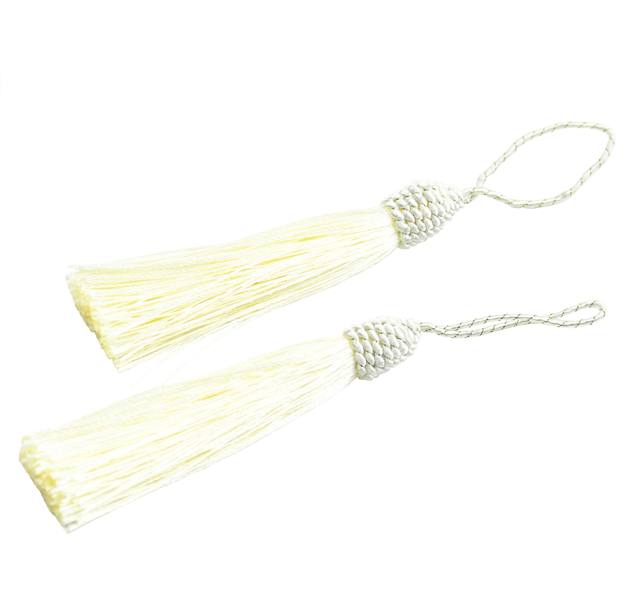 Silky Bookmark Tassels DIY Craft: 20pcs Small Handmade Pendant for Projects Supply, Sewing, Key, Garlands Trim, Keychains, Bags, Earrings Jewellery Making and Home Furniture Decor (Cream)