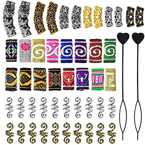 YMHPRIDE 50 Pieces Dreadlock Jewelry Tube Beads Hair Jewelry Hair Decoration Accessories Hair cuff Tibetan Style For Women And Men