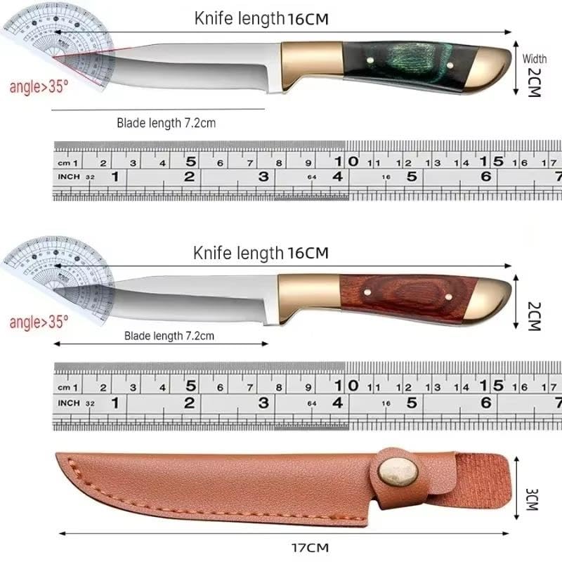 Valkyrie Paslanmaz Çelik Kamp Bıçağı | 16 cm Outdoor Av Bıçağı Deri Kılıflı Kompakt Bıçak Kahve