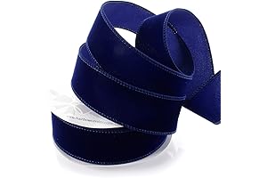 1.5" Navy Velvet Ribbon Wired - 10 Yards: Elevate Your Creations with Rich Sophistication