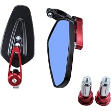 Universal CNC Aluminum Alloy Black Motorcycle Bar End Mirrors Side Folding 22MM 7/8" inch Handlebar Mirror RearView For M6/M8 Street Bike Scooter Motorbike Motocross Red
