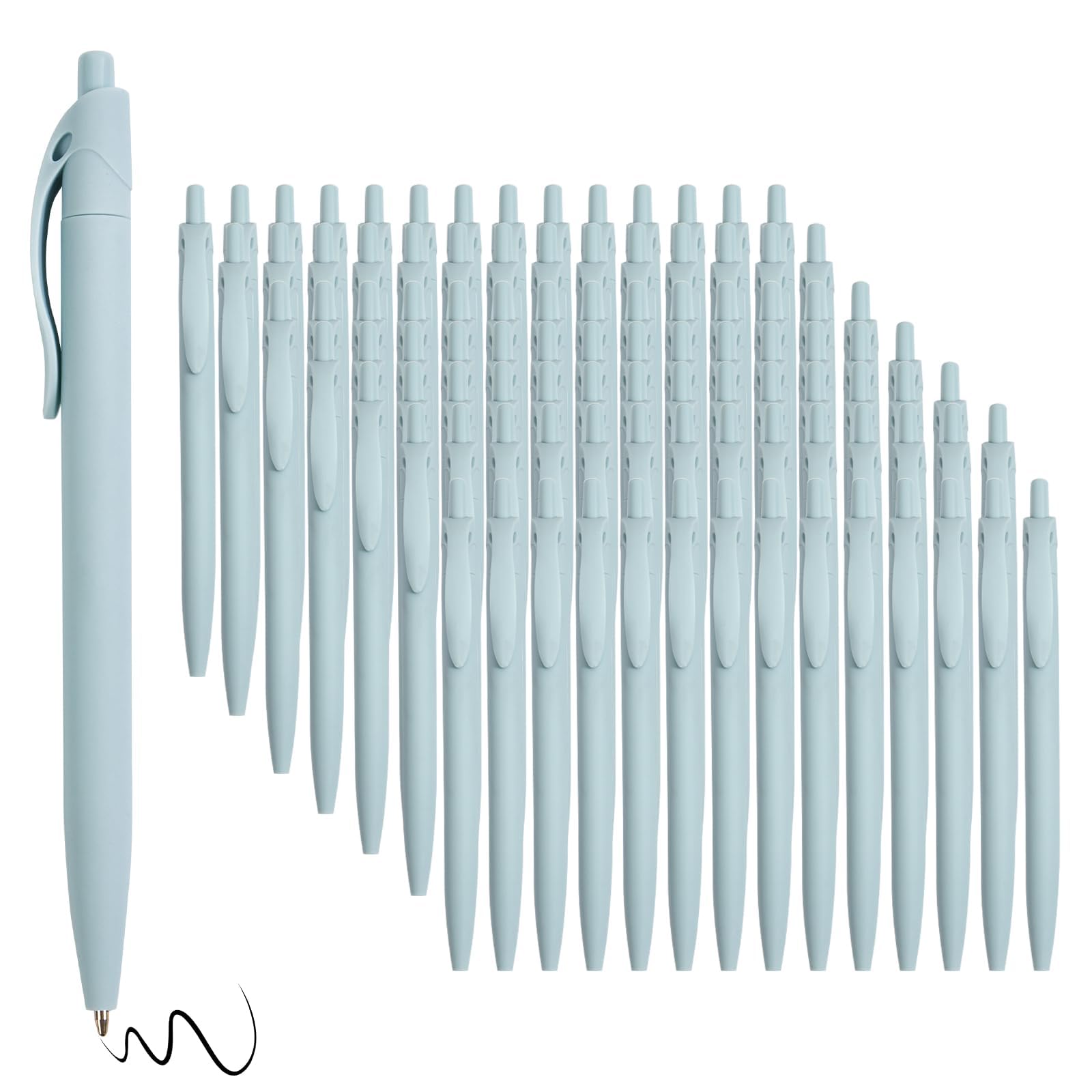Wiaziert BallPoint Pens, 100 Pack (BLACK Ink),Bulk Pens, Mint Blue Barrel,Click Pens for Office Home and School, Retractable Ballpoint Pens, Medium
