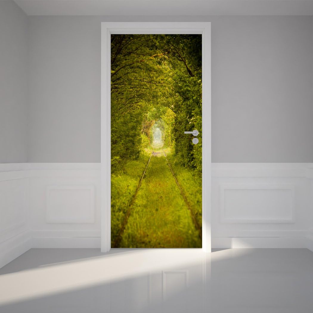 Door Wall Sticker Lovely Bush Tunnel - Peel & Stick Repositionable Fabric Mural