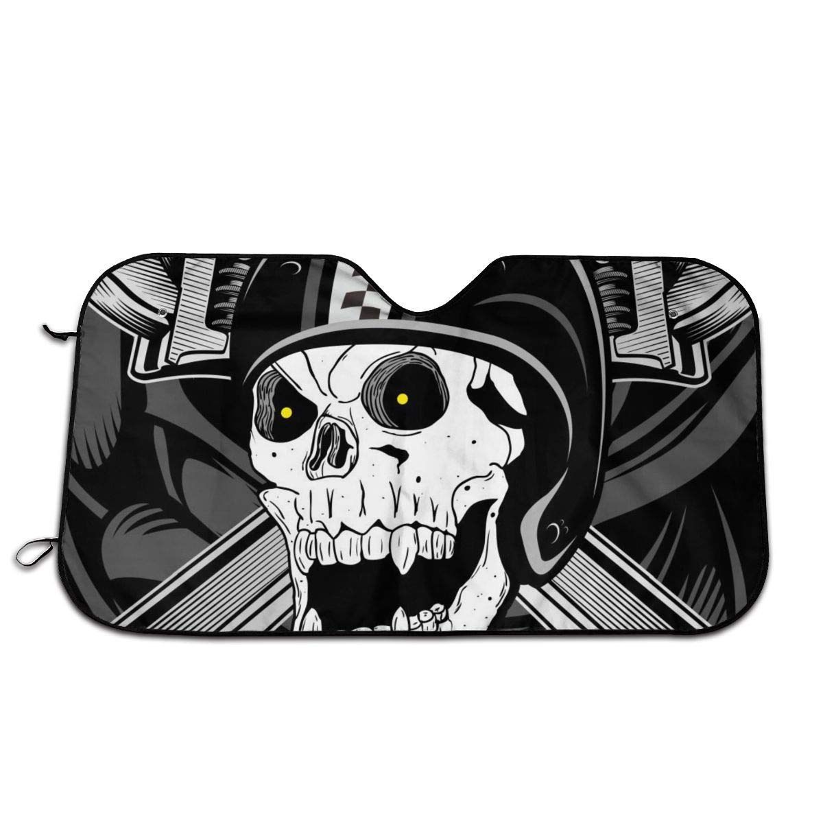 Dem Boswell Biker Skull Car Sunshade Oxford Cloth Aluminum Foil Heat Resistance Comfort Car Windshield Sunshade