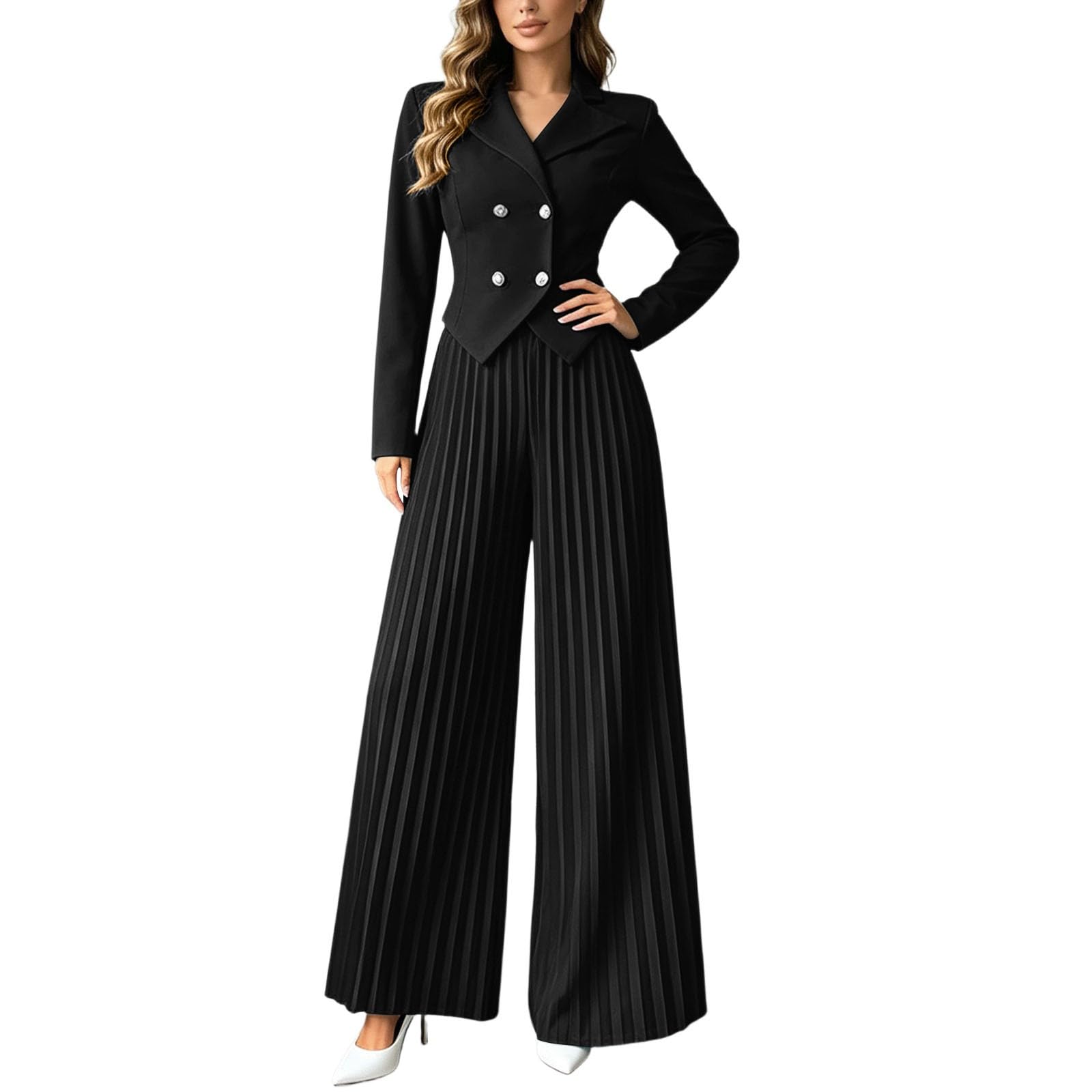 Completo Donna Estivo Elegante - Abbigliamento Estivo Donna Elegante Completo a Due Pezzi con Pantaloni E Maniche Lunghe Ideale per Occasioni Formali di Lavoro E Informali