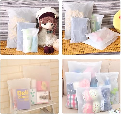 Miniatura 7 de Bolsa de embalaje esmerilada, 50 bolsas de polietileno de plástico transparente de 7.9 x 9.8 pulgadas, bolsas de polietileno transparente con cierre