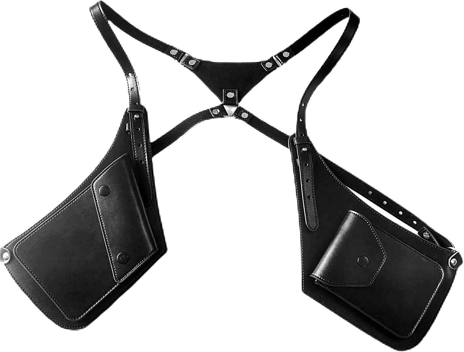 Caché en Plein Air Mode sous Les Bras Sac Réglable en Cuir PU Aisselle Sacoche Médiévale Rétro Double Bandoulière Anti-vol Téléphone étui Portefeuille pour Hommes Femmes