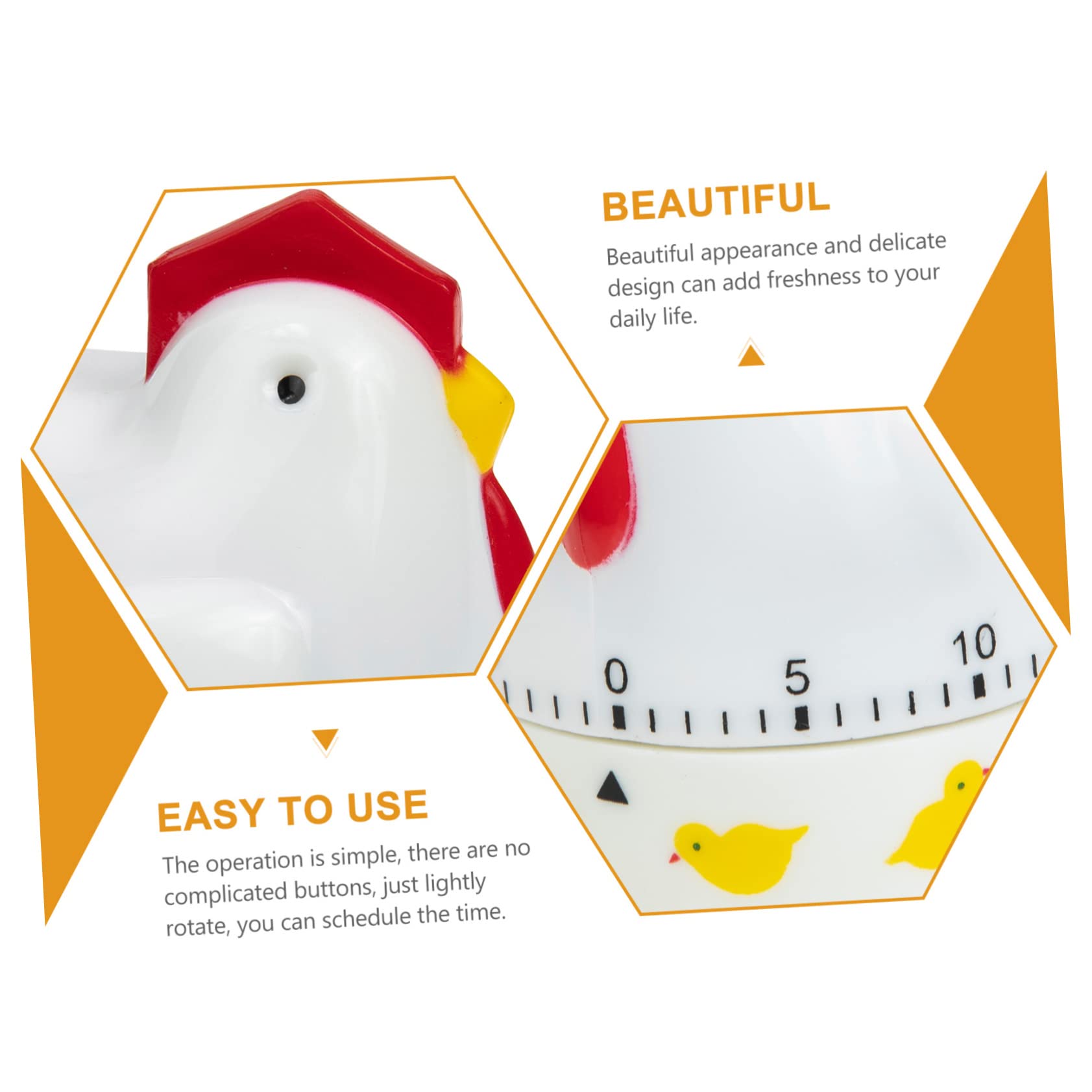 PRETYZOOM 5pezzi Timer Meccanico Da Cucina Forma Di Pollo Timer Di Conto Alla Rovescia Portatile Per Gestione Del Adatto Per Cottura e Attività Domestiche Design Carino e Pratico