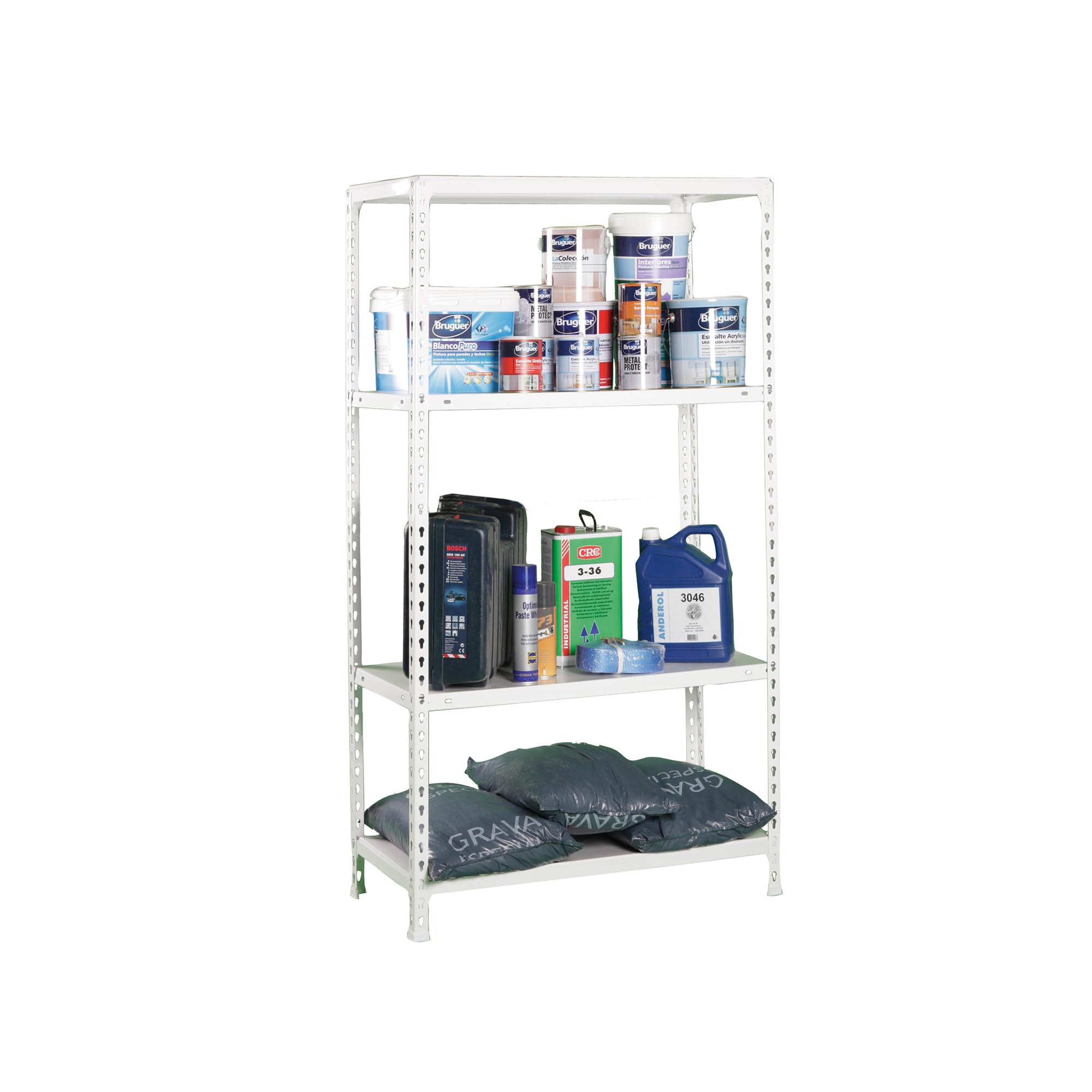 SimonRack Estantería Metálica Almacenaje 4 Niveles Capacidad Carga 70 kg, Blanco, 150x80x40