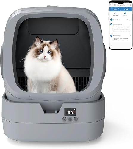 Caja de arena automática para gatos autolimpiante, control de aplicación, monitoreo de peso, caja de arena ultra silenciosa, mediana para gatos y