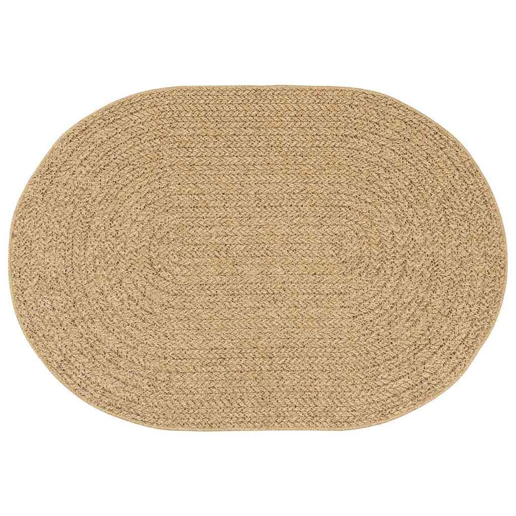 ZIZUR - Tappeto per esterni, ovale, 170 x 120 cm, moderno, in polipropilene, per terrazze e balconi, resistente, resistente alle intemperie e ai raggi UV, colore: marrone