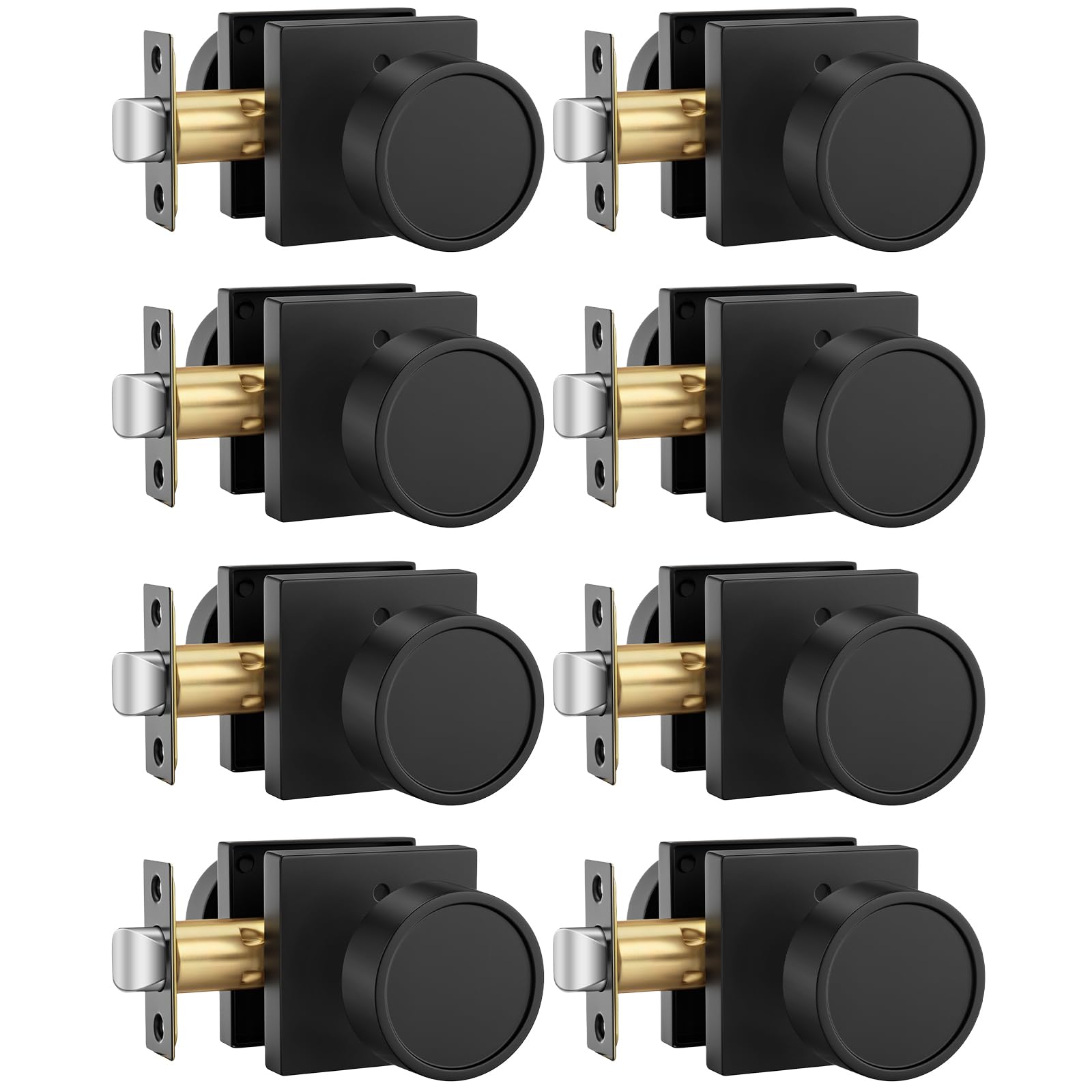 Goldenwarm Privacy Black Door Knobs Interior Zinc Alloy, 8 Pack
