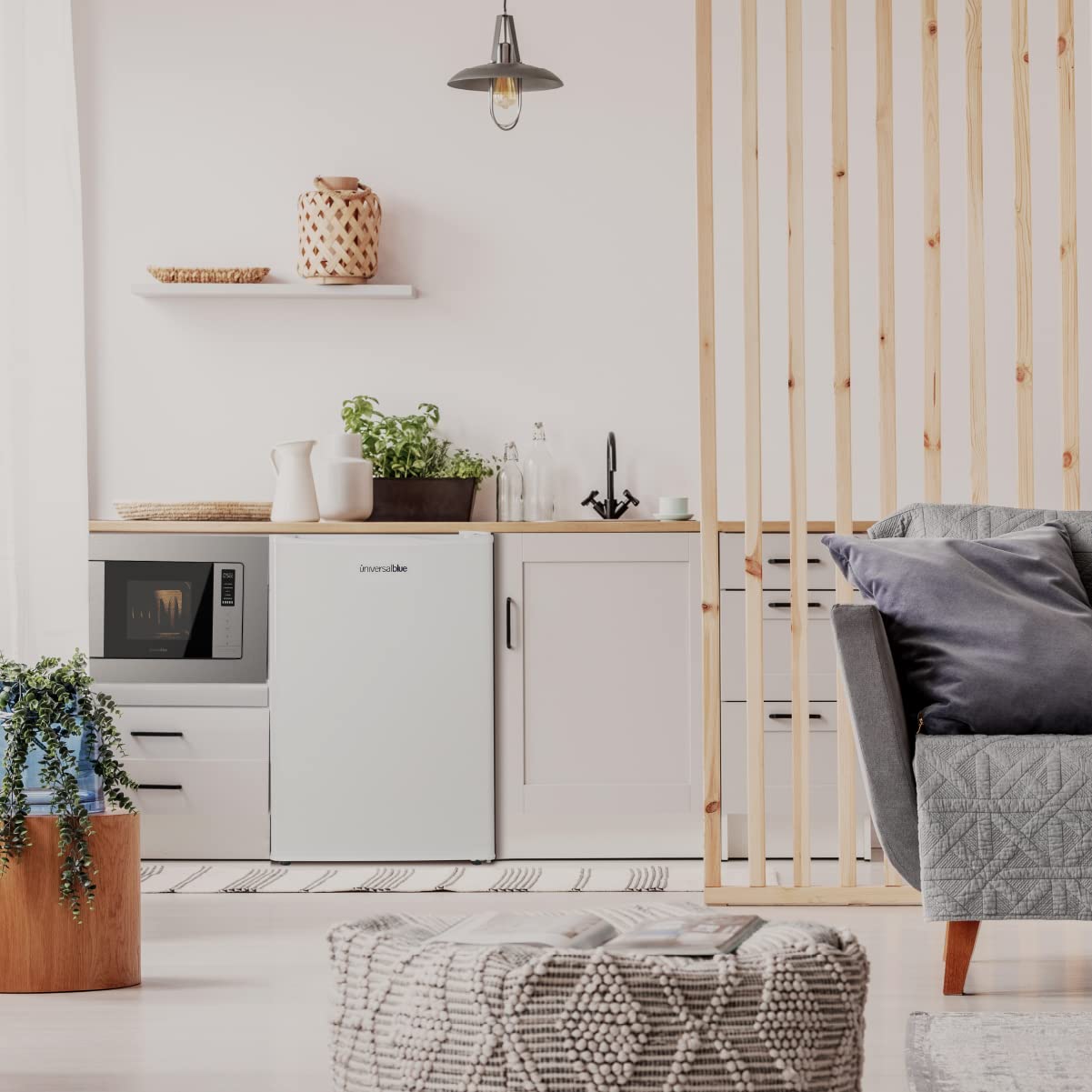 UNIVERSALBLUE Congelador Bajo Encimera Blanco | Congelador Arcón Refrigerador Vertical | Volumen 73 litros | 2 cajones abatibles + 1 | Clasificación E | Puerta Reversible |