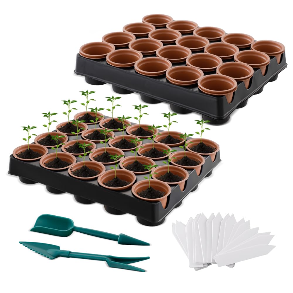 XIAOMIANYANG Pack of 2 Seeding Trays Plant Germination Tray Garden Shuttle Tray Nursery Seeding Pot Seed Starter Kit Set for Plant Transport Seedling Cutting Seed Growing