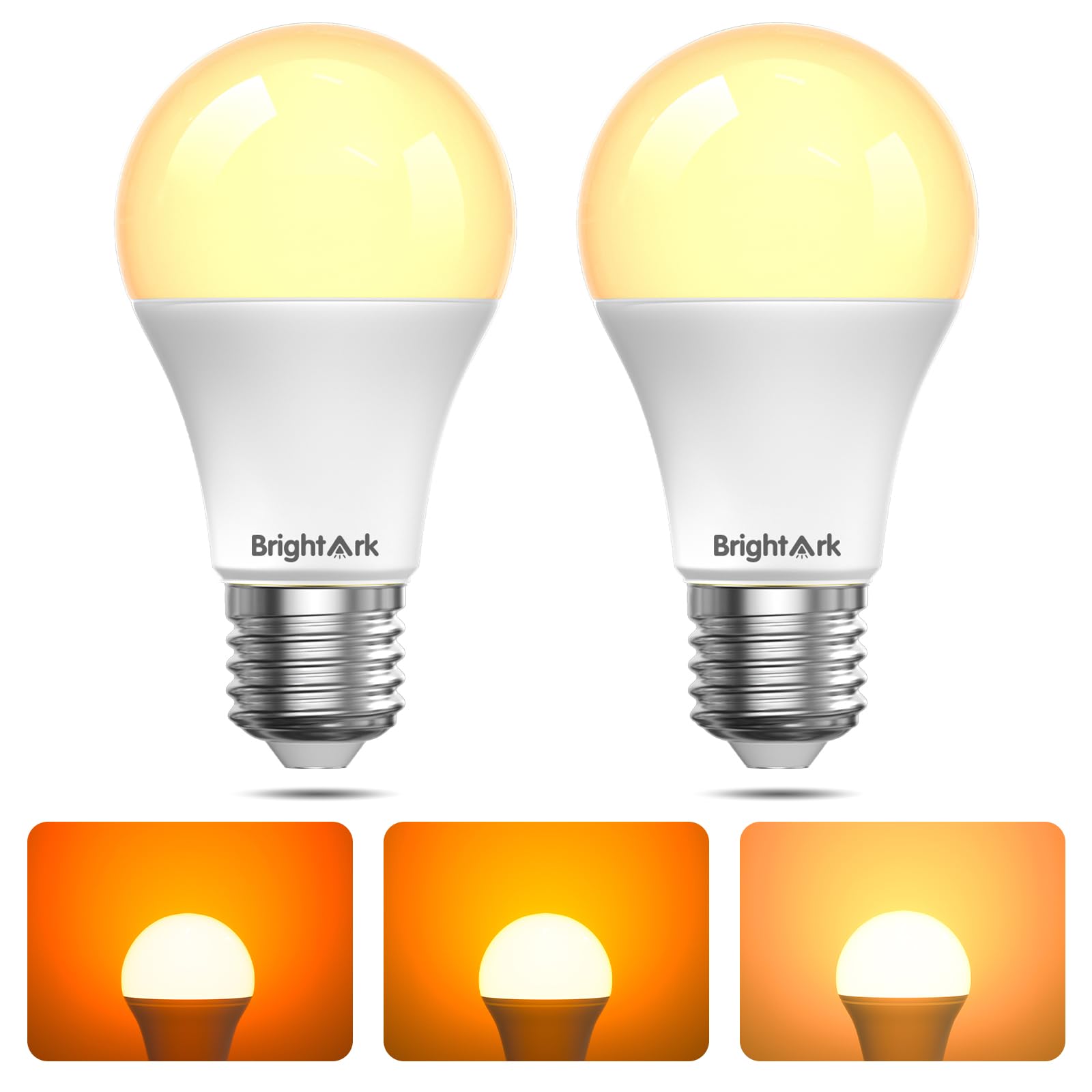 E27 Full Spectrum LED Light Bulb, Amber Light Bulbs for Sleep, 2 Pack