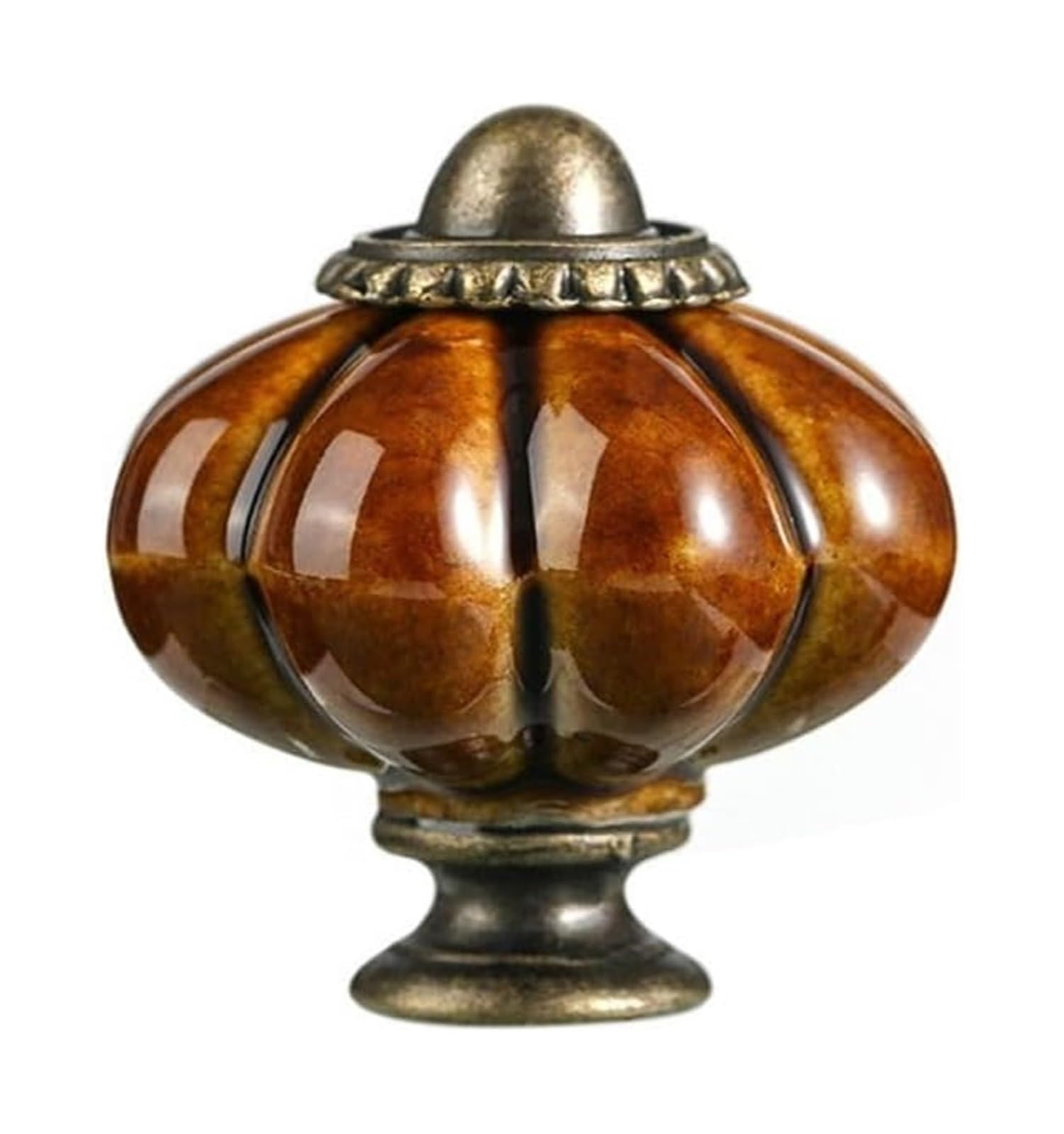 Opeximatun Style9 Drawer Knobs, Retro Single Hole Ceramic Pumpkin Handle Round Vintage Cabinet Knob European Style(Style9)