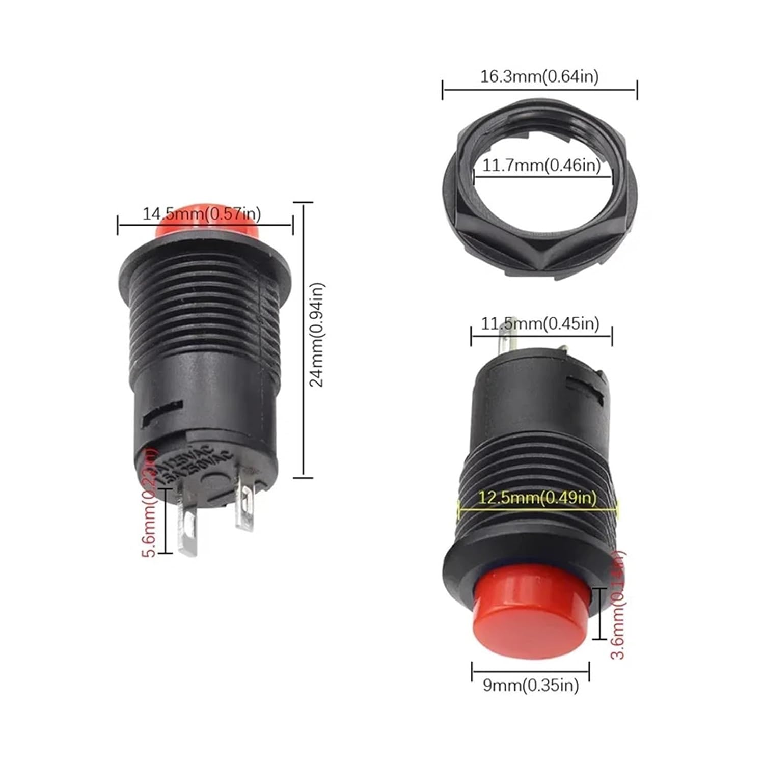 Emergency Stop Switch DS-228 3A /125VAC 1.5A/250VAC On/Off Latchin