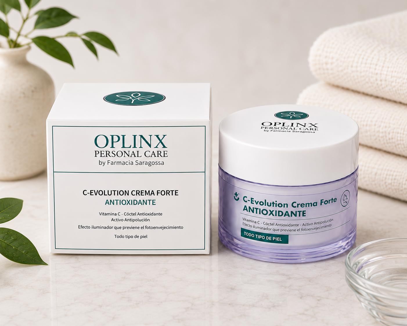 OPLINX C-Evolution Crema Forte Antioxidante, Vitamina C, Activo Antipolución, Todo Tipo de Piel