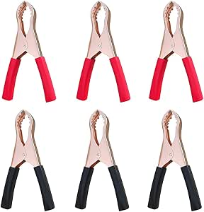 BE-Tool Clip a coccodrillo BE-Tool Clip a coccodrillo, morsetti grandi, 2 pezzi, rosso + nero, per auto, progetti elettrici, tester di tensione