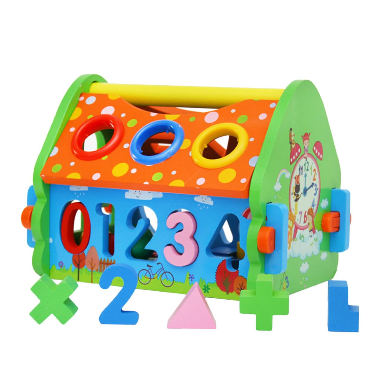 Juguete de Madera de Combinación de Números y Formas, Casa Desmontable de 1 Juego para Niños, Mejora el Razonamiento en Interacción Padre-Hijo