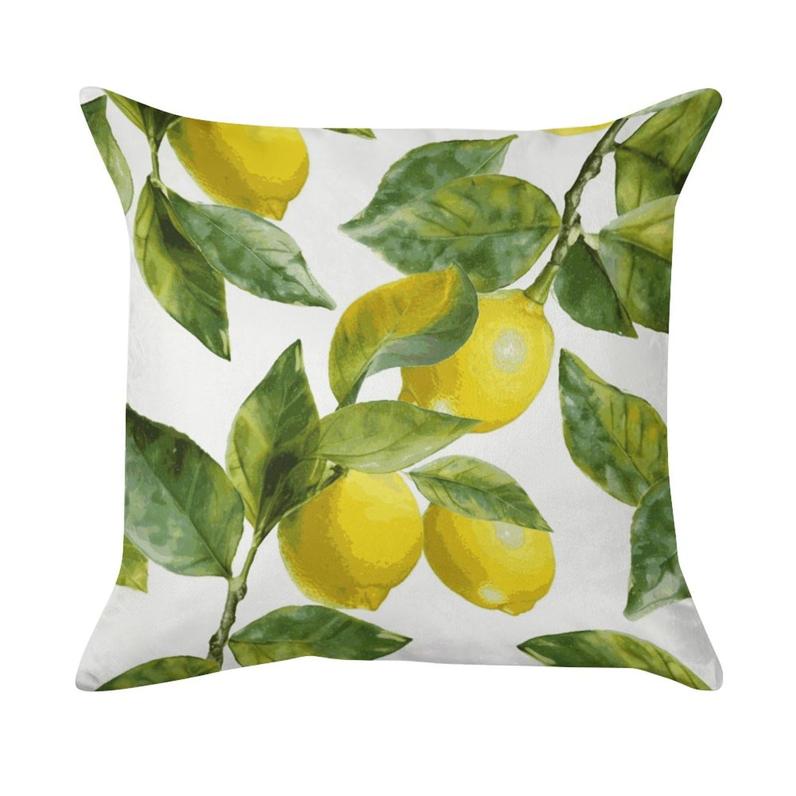 MUSM Lemon Branch Leaves Throw Pillow Cover Standard Pillowcases with Invisible Zipper Luxury Cozy Velvet Pillow Shams Ultra Soft Lumbar Pillows Shells Decorative Square Cushion Cases