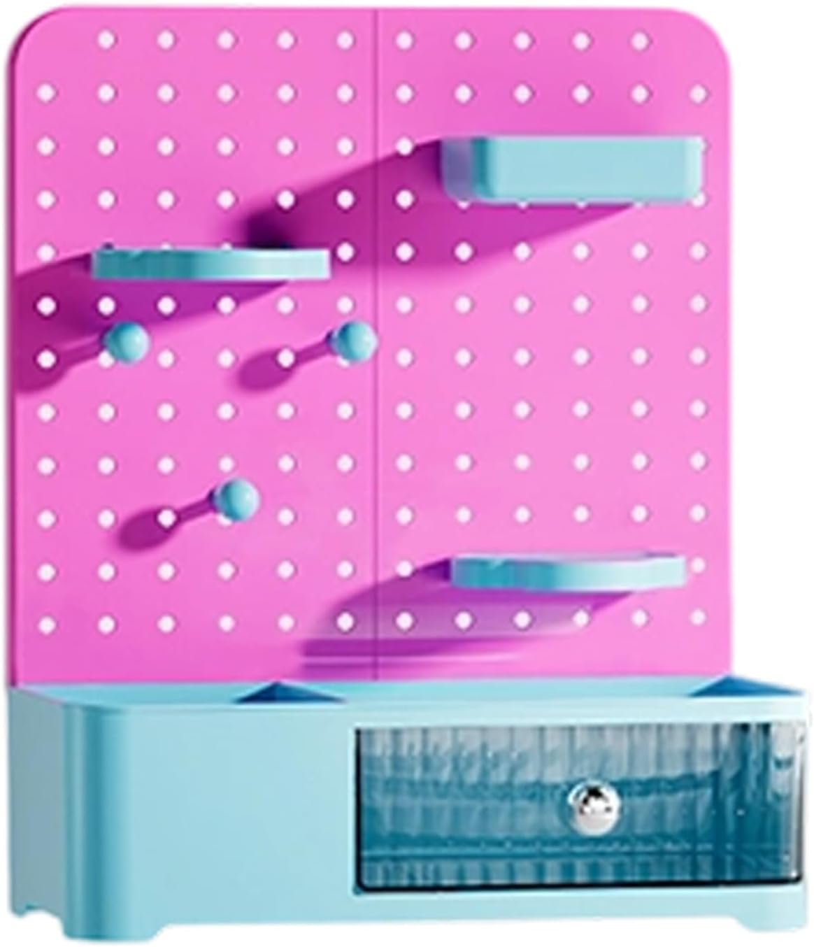 Space Saving Display Case for Anime Figures ABS Construction Pegboard Styles Desktop Storage Systems 34x14x28cm Pegboard Display Shelf for Collectibles