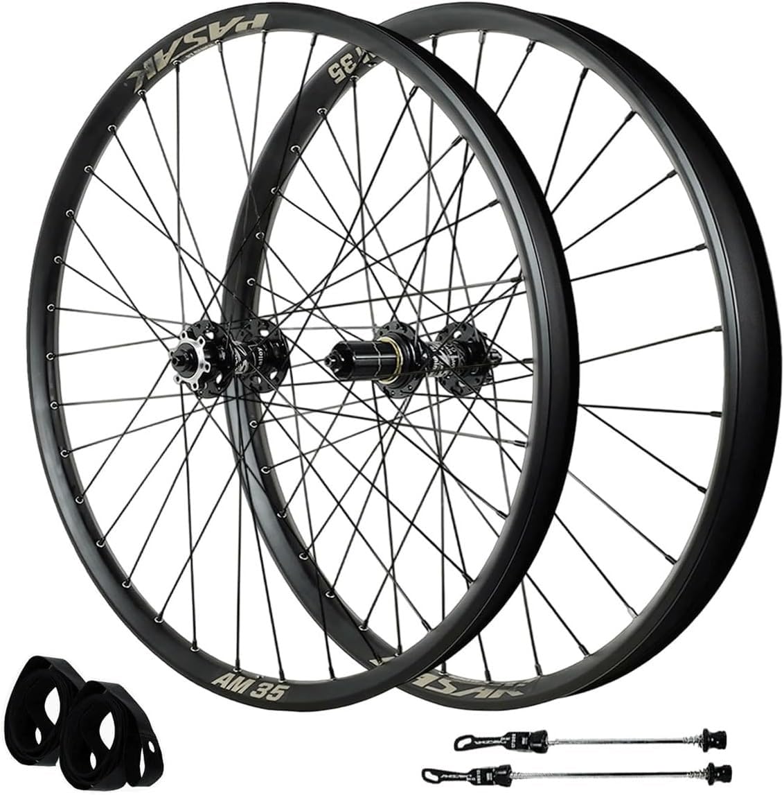 MTB Räder 26/27,5/29 Zoll | 35 mm Felge 32 Löcher | Scheibenbremsen | 135 mm Steckachsnabe | Kompatibel mit 7–12-fachen Kassettenschaltungen | Für Dirt Jump, Cross Country & All Mountain QR,26in