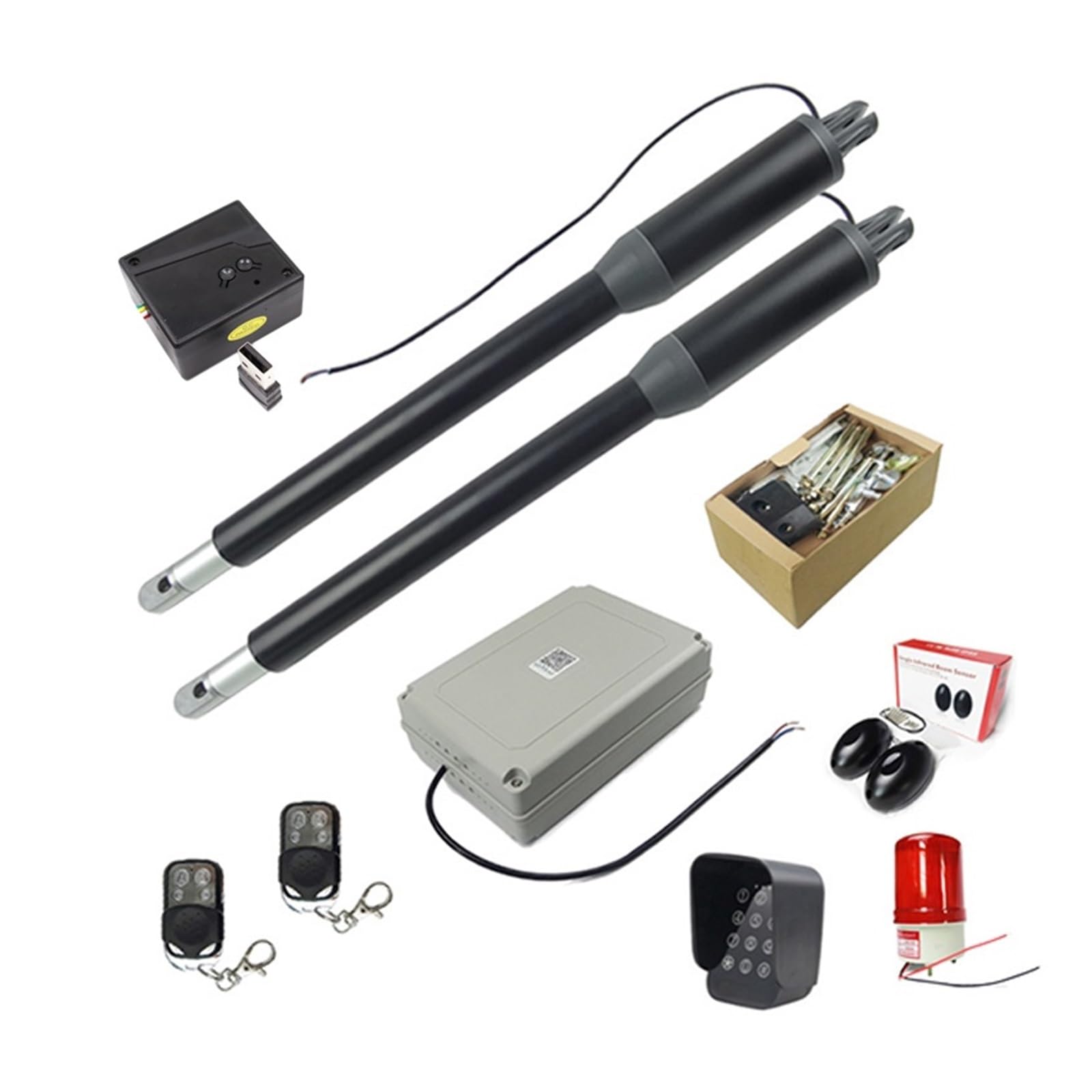Automatic Gate Opener, 200 Kgs Solar Engine Motor System Automatic Door AC220V/AC110V Swing Gate Driver Actuator Suit Gates Opener(Kit 13)