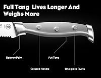 Vista 4 de BRODARK Juego de 6 cuchillos para carne de 4.5 pulgadas con mango de espiga completa, juego de cuchillos para carne de acero inoxidable de alto