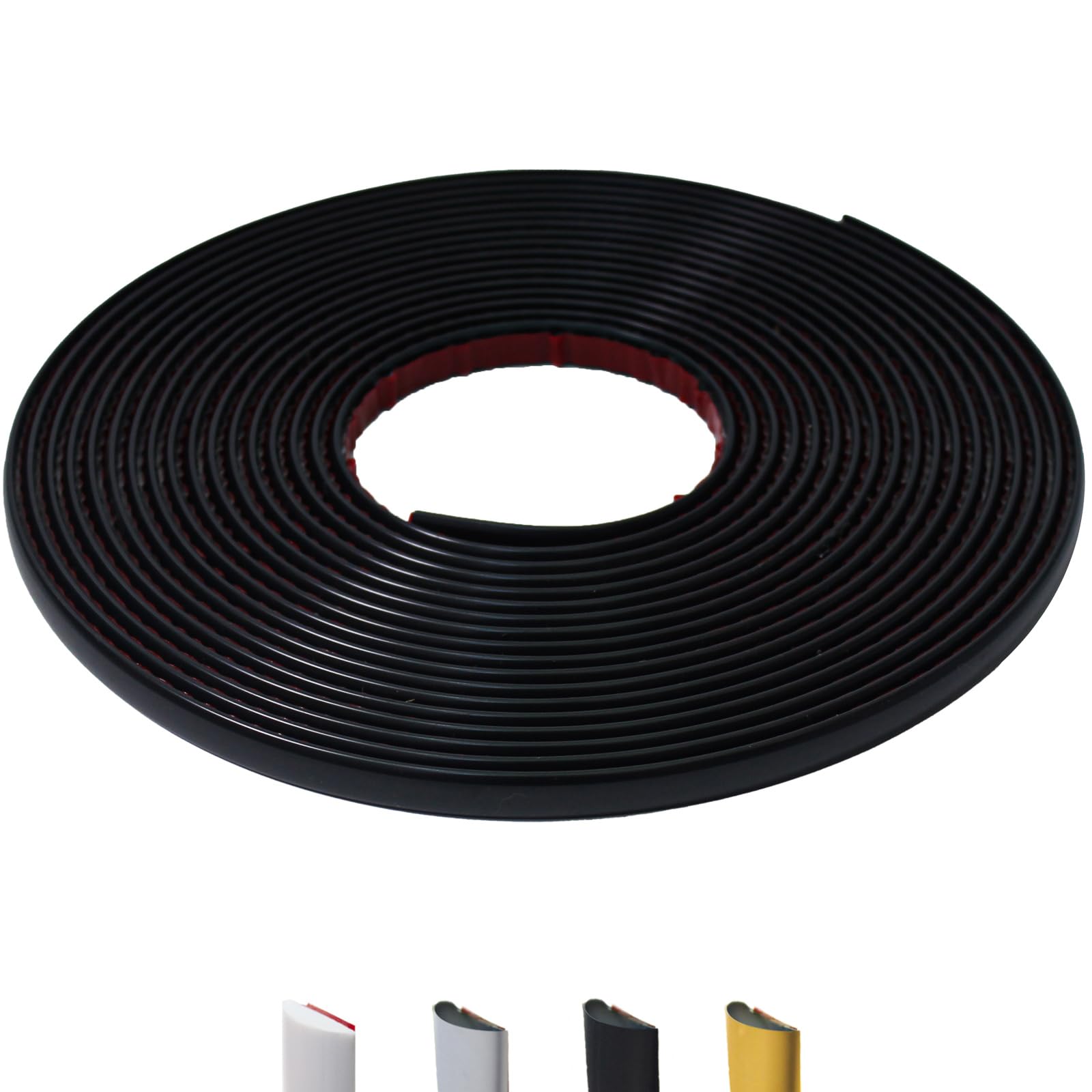 26.2 Ft Peel and Stick Wall Molding Trim, D-Shape Flexible Molding Trim Matte Black for Backsplash, Mirror, Wall, Window & Door Frames, Waterproof Self Adhesive Trim(W:0.4", T:0.1")