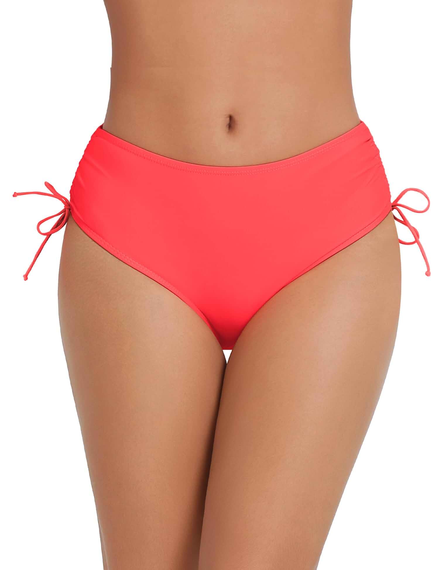 Bonneuitbebe Women's Bikini Bottoms Mid Waisted Full Coverage Swim Bottoms Adjustable Tie Side, Full Lining, High Elastic Bathing Suit Bottoms, Swimsuit Bottoms for Swimming, Pool, Beach