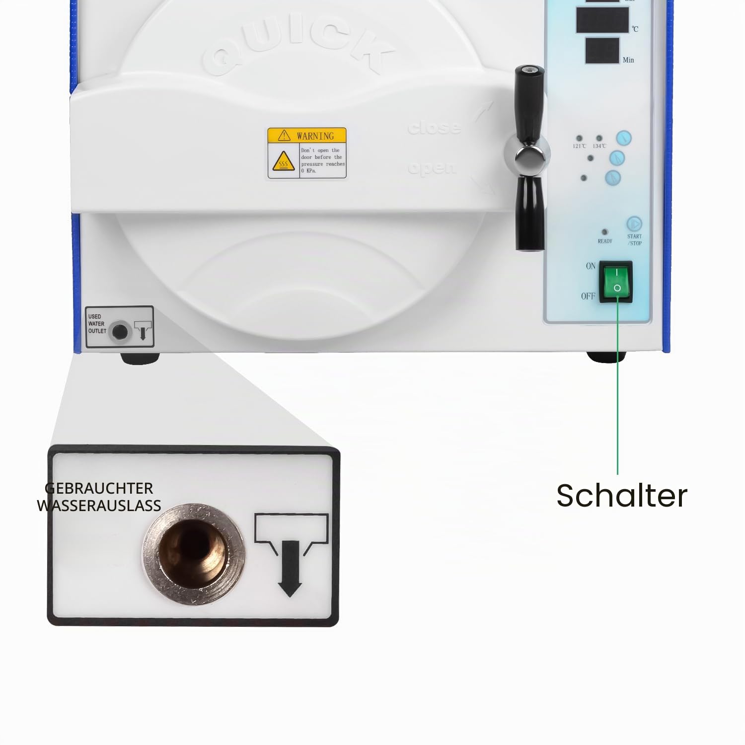 BONEW Oral Autoklav-Desinfektionsgerät, Klasse N, vollautomatisch, 18 l/23 l, Hochdruck-Hochdrucktemperatur, Dampf, Digitalanzeige, Edelstahlauskleidung, Blau (23 l)