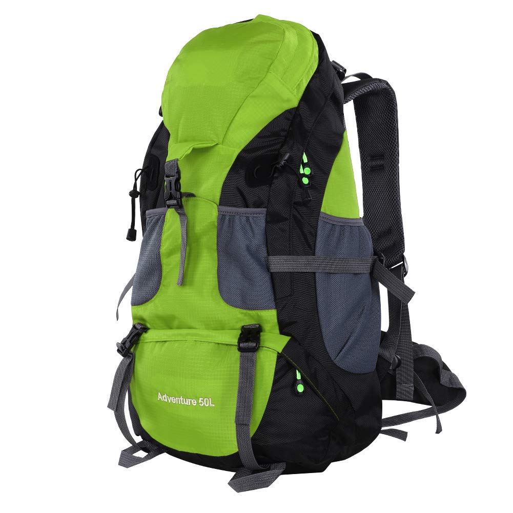 Kletter-Tagesrucksack, 50 l, regenfeste Polyester-Tasche, Rucksack mit großem Fassungsvermögen für Outdoor-Reisen, Camping, Klettern, Wandern (Verde)
