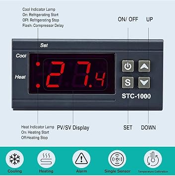 STC-1000 Digital Temperature Controller Thermostat AC 220V Heating Cooling Controller STC1000 THERMOSTAT