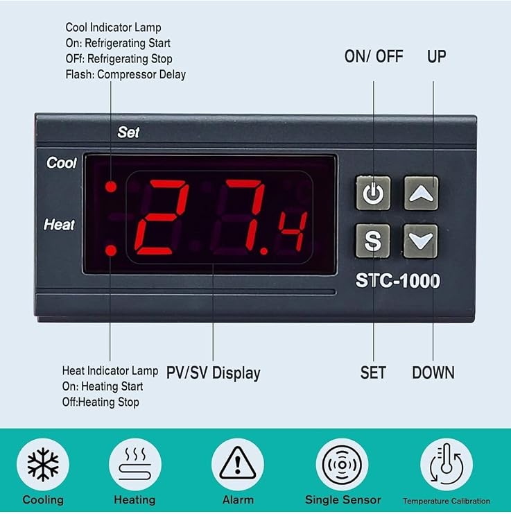 STC-1000 Digital Temperature Controller Thermostat AC 220V Heating Cooling Controller STC1000 THERMOSTAT
