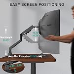 WALI Heavy Duty Single Monitor Arm for 17-49 Inch (GSM001XLN), Black | Fits Ultrawide Screens, Holds up to 15 kg, Ergonomic, Adjustable Arm with Tilt Swivel Rotation, Space Saving, VESA 75/100mm