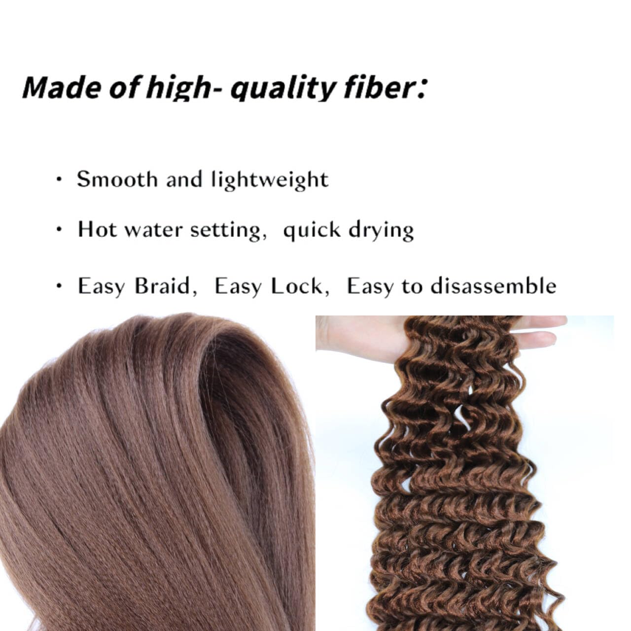 Paquete de 6 trenzas bohemias de 40,6 cm, color marrón, 6 unidades, rizadas, onduladas, bohemias, preestiradas, trenzas, trenzas, sintéticas, sin nudos (30#)