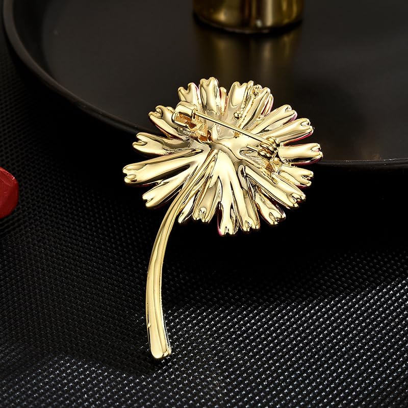 Image of Flower Brooch Pin Gold-Plated Enamel Brooch Lapel Pins Flower Jewelry for Women