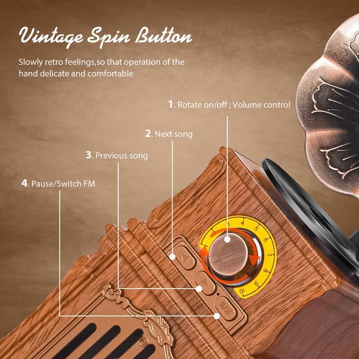 Close-up of the speaker's control panel with labels for each button