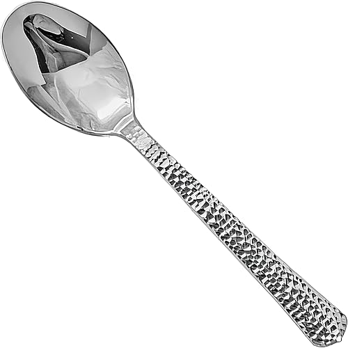 Miniatura 2 de Cucharas de plástico martilladas, 6.75 pulgadas, color plateado, paquete de 20