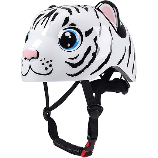 Kids Bicycle Helmet Cartoon Lightweight White Tiger