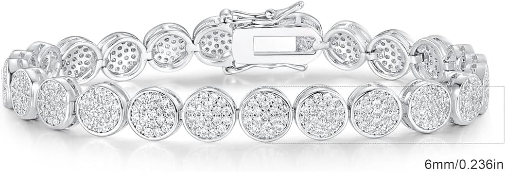 MDFUN 18K White Gold Plated Round-Cut Full CZ Link Bracelet Classic Hypoallergenic Cubic Zirconia Tennis Bracelet for Women - Image 8