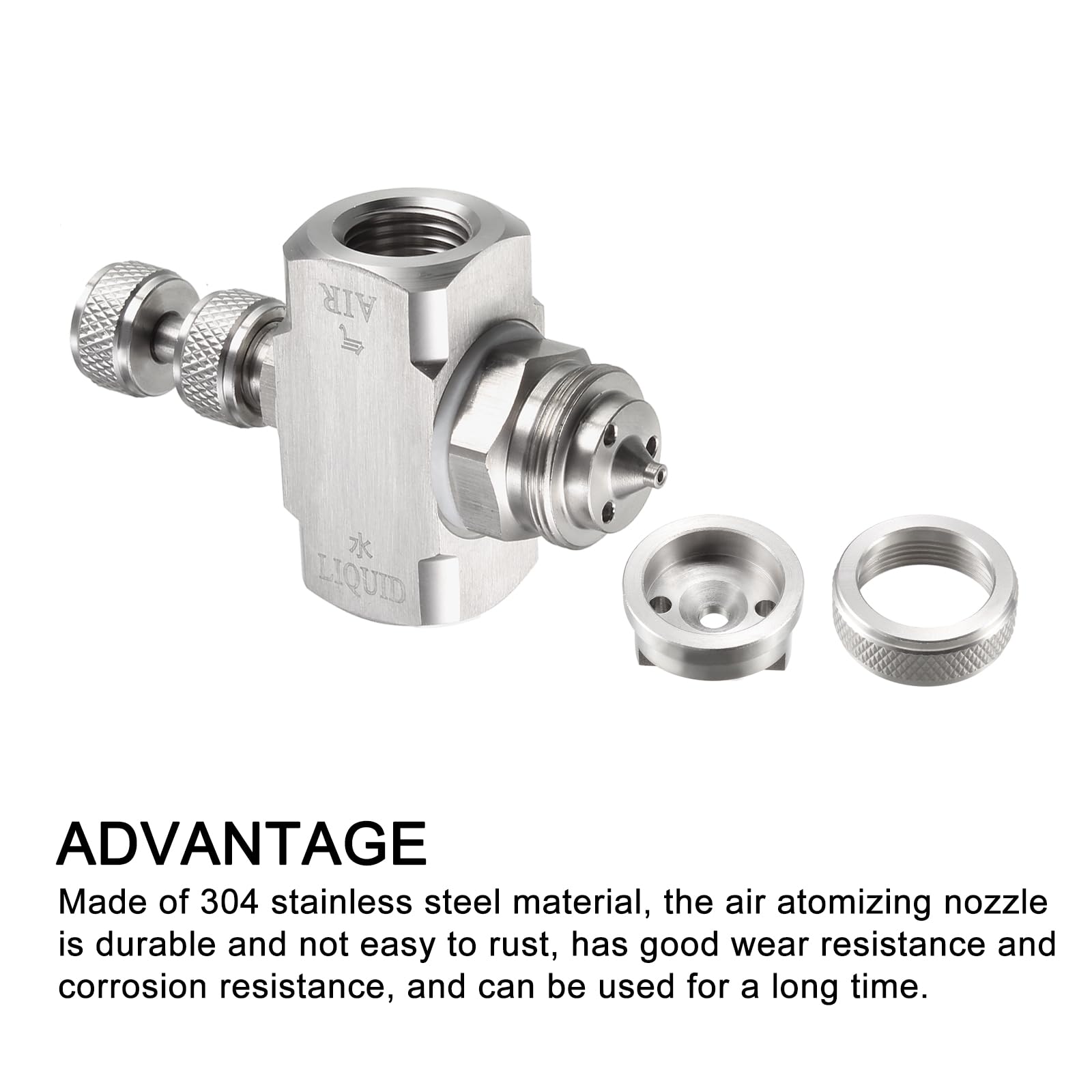 METALLIXITY Aria Atomizzazione Ugello (72mm/2.83") 1pz, Acciaio Inossidabile Acciaio 1/4 BSPT 80 Grado Miscela Tipo Spruzzo Ugello - per Rimozione ruggine, Argento