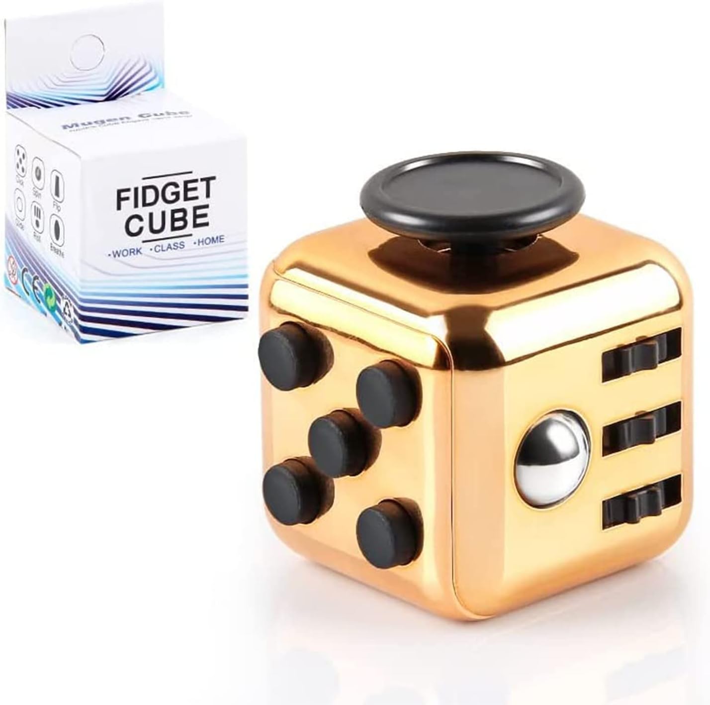 Mumoo Bear Infinity Cube Toy for Adults and Children, New Version Fidget Finger Toy Stress and Anxiety Relief, Killing Time Fidget Toys Infinite Cube for Office Staff (Tyrant gold)