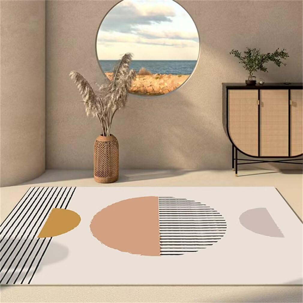 Tapis chambre ado et enfant crème 180x230 cm au design minimaliste